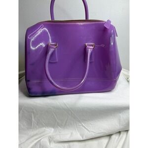 Furla Candy Bag Purple Jelly PVC Top Handle Crossbody Bag